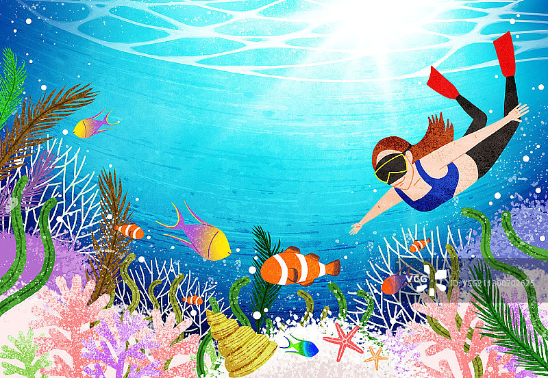 夏季度假活动主题插画图片素材