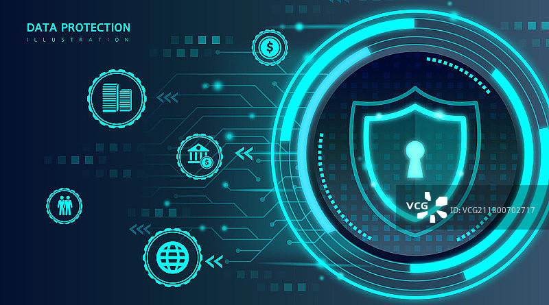 数据保护和加密的未来主义插图图片素材