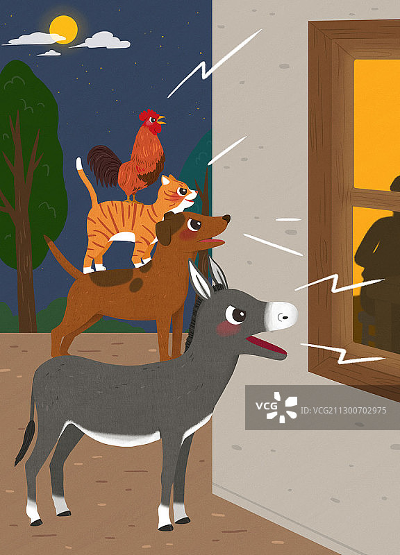 不莱梅乐队的童话插画图片素材