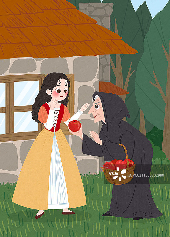 白雪公主童话插画图片素材