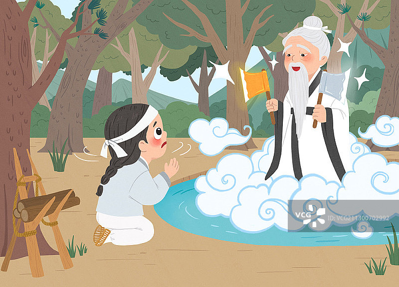 诚实樵夫的童话插画图片素材