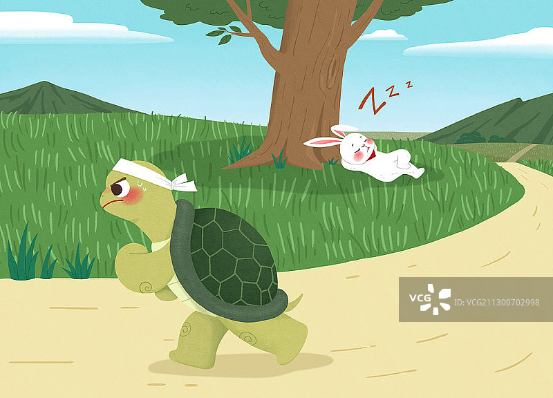 龟兔赛跑的童话插图图片素材