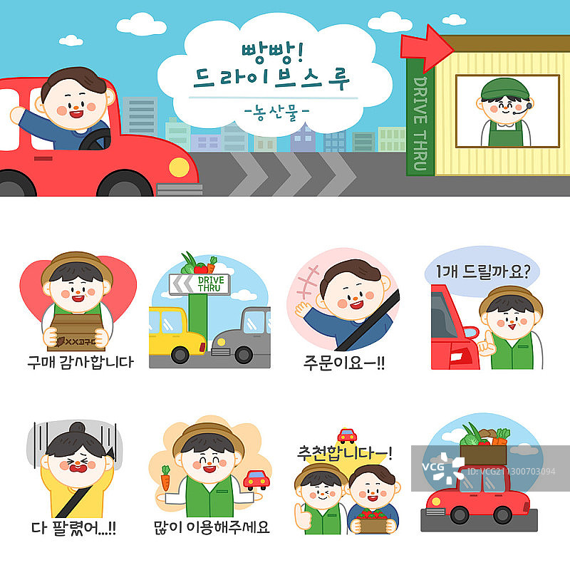 表情符号矢量图：免下车自提商店及服务图片素材