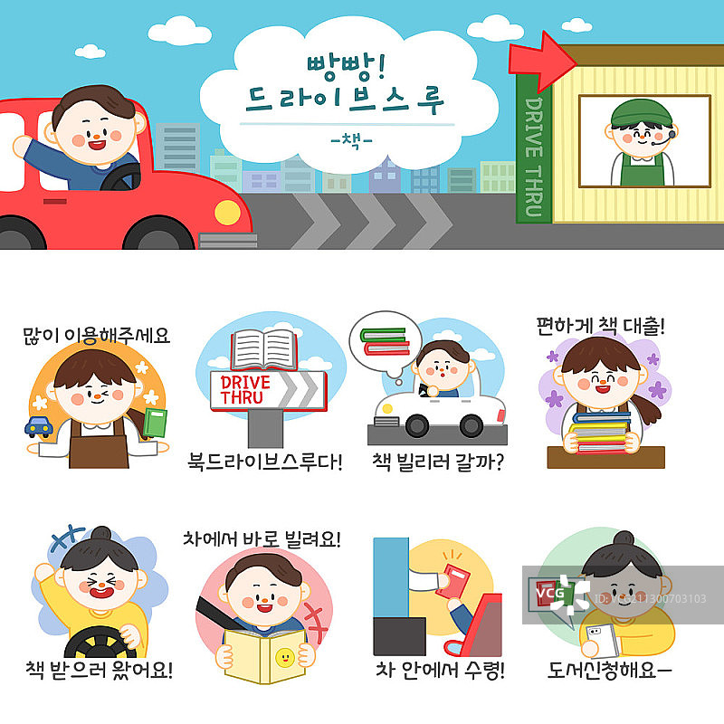 表情符号矢量图：免下车自提商店及服务图片素材