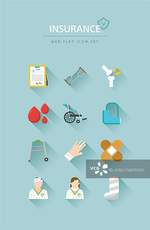 与保险相关的扁平风格web图标图片素材