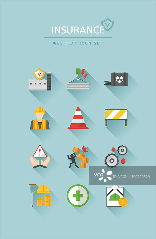与保险相关的扁平风格web图标图片素材
