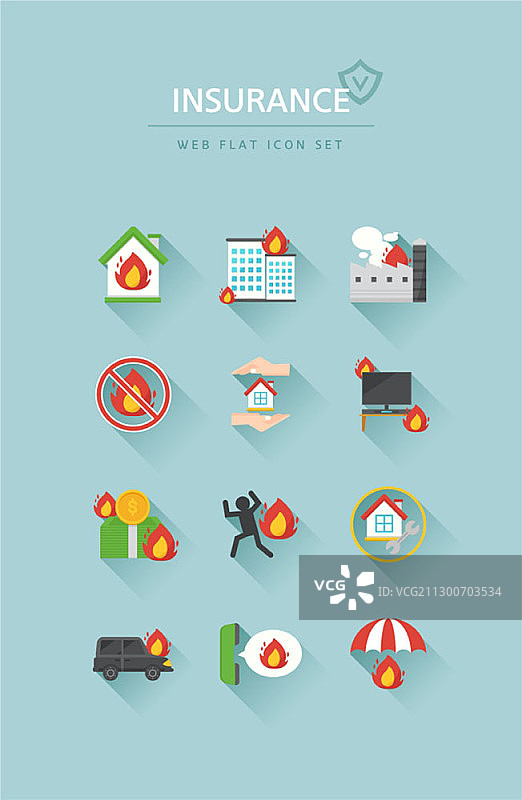 与保险相关的扁平风格web图标图片素材