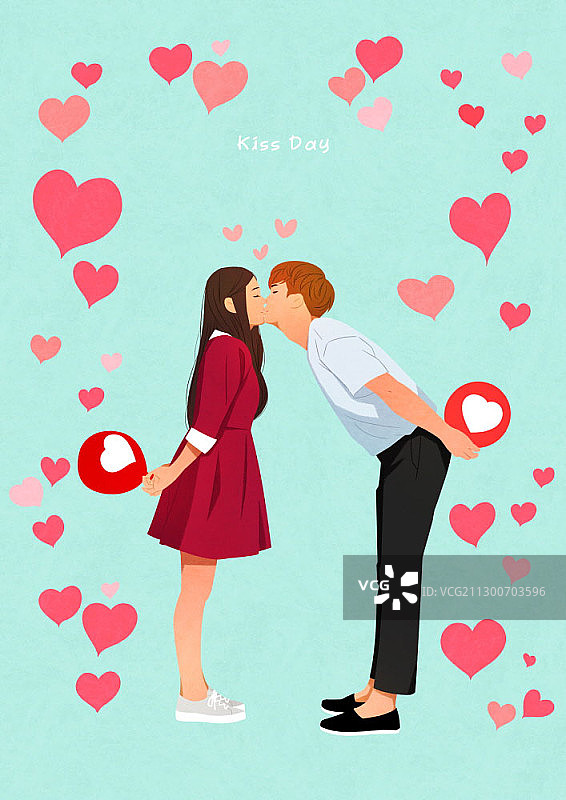 情侣在亲吻日接吻图片素材