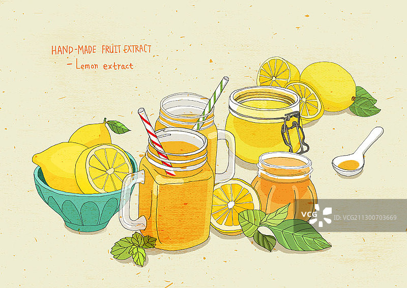 柠檬绿茶饮料和柠檬图片素材