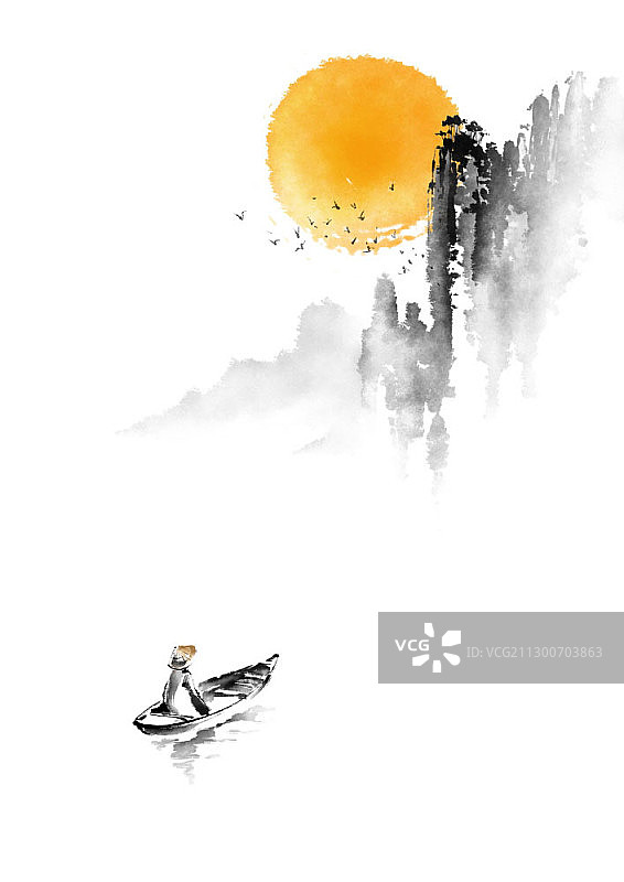 河流上空的明月图片素材