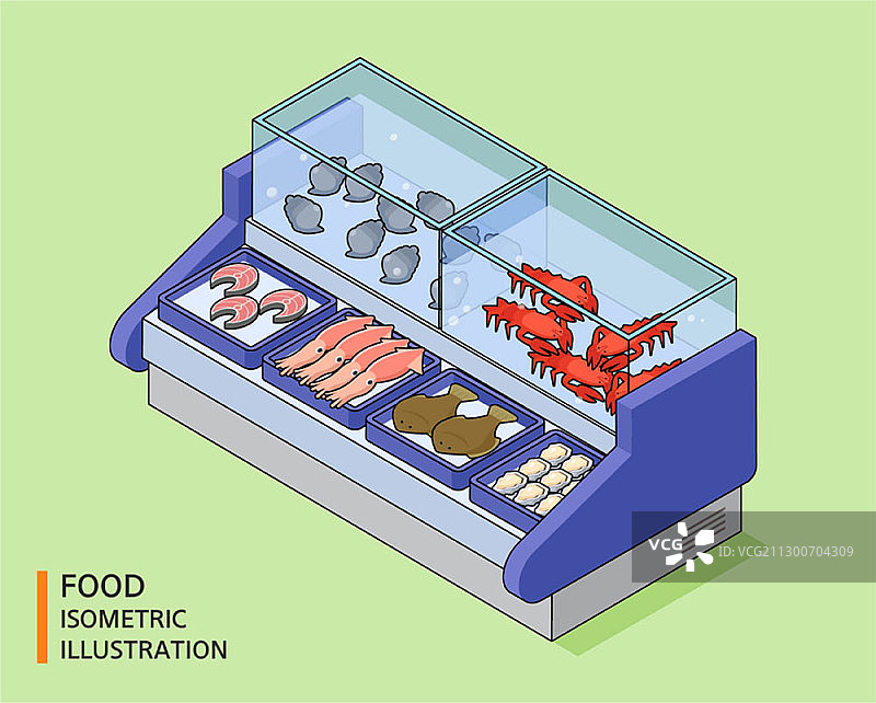 海鲜相关食品2.5D插画图片素材