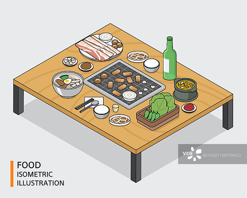 肉店相关食品2.5D插画图片素材