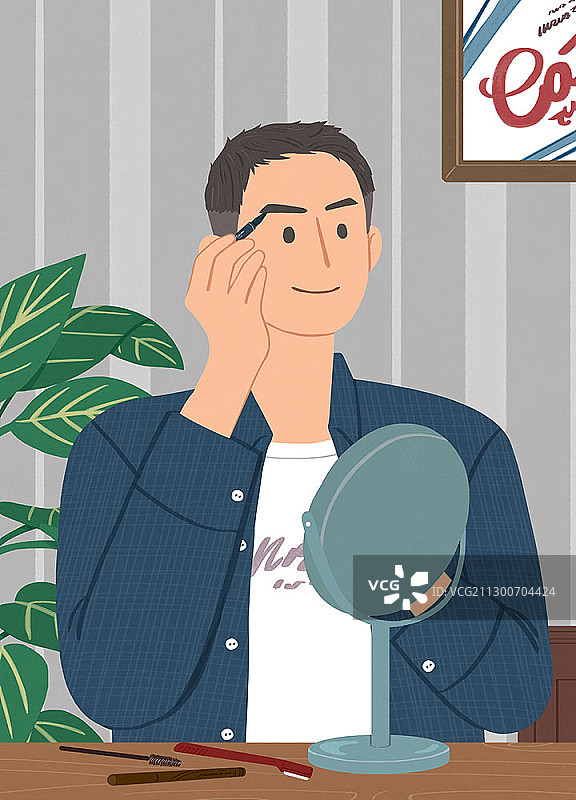 男人画眉毛图片素材