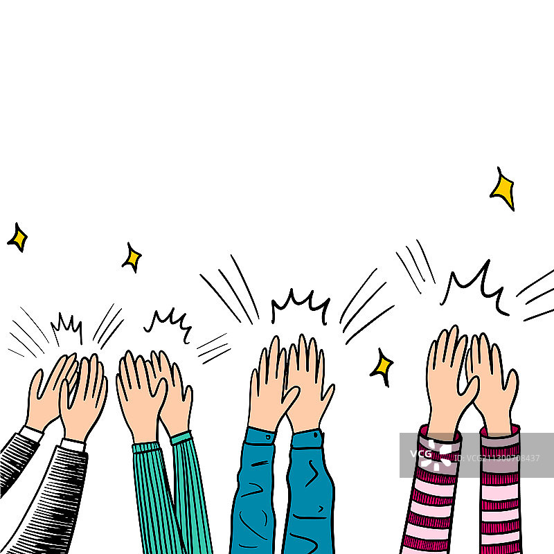 手绘草图风格鼓掌的人手图片素材