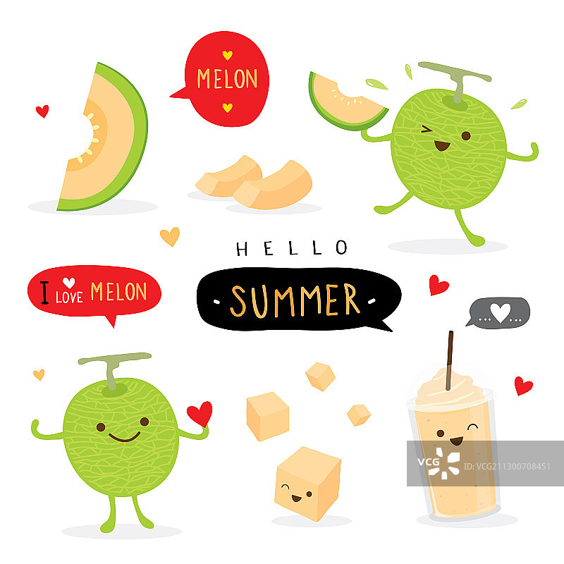 日本哈密瓜夏季卡通图片素材
