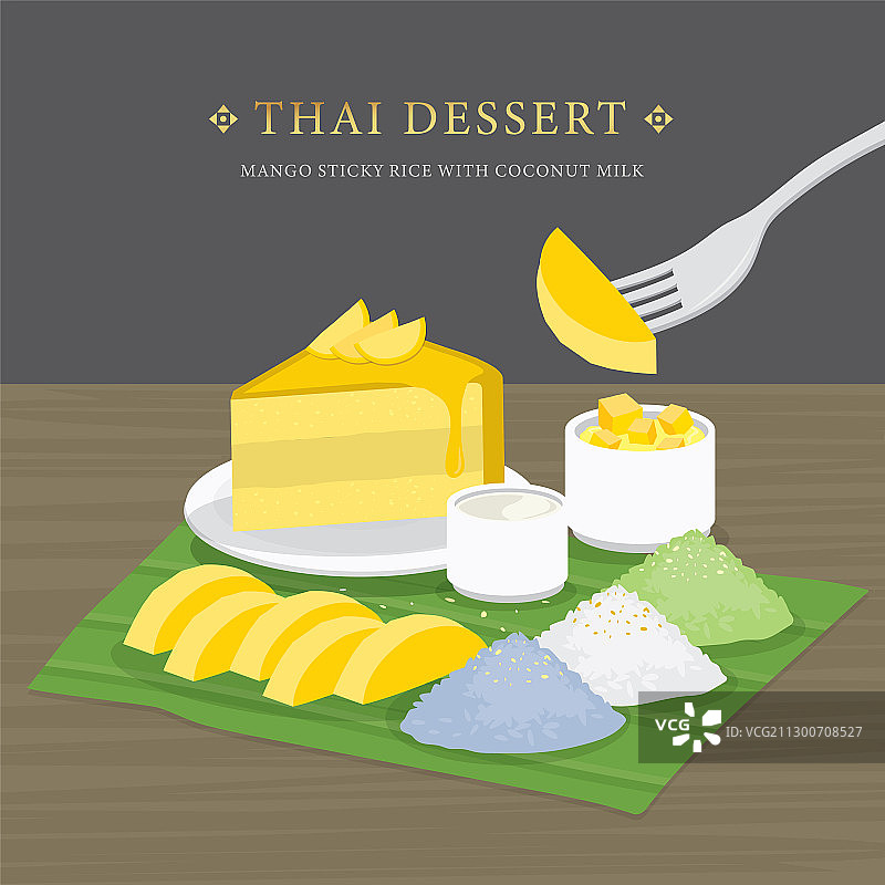 泰式甜点：芒果糯米饭图片素材