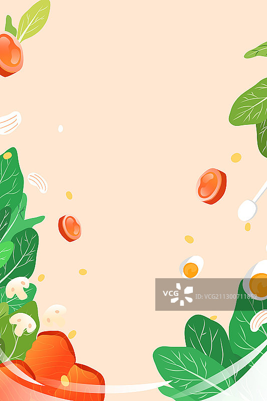 卡通美食餐饮外卖周年庆送礼食品安全健康营养均衡顶视图矢量插画图片素材