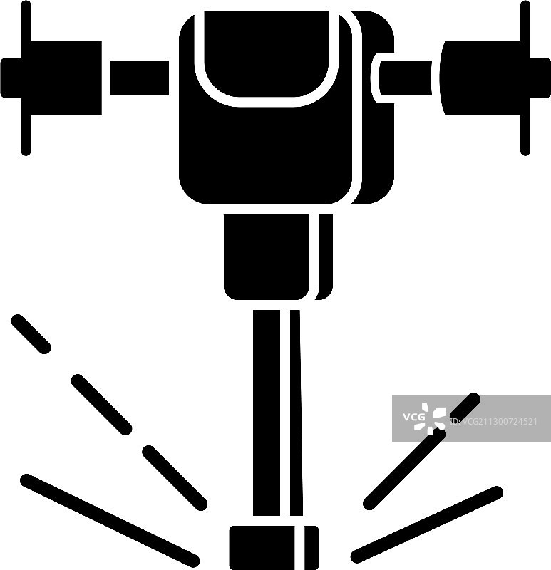 道路工程穿孔机黑色标志图片素材