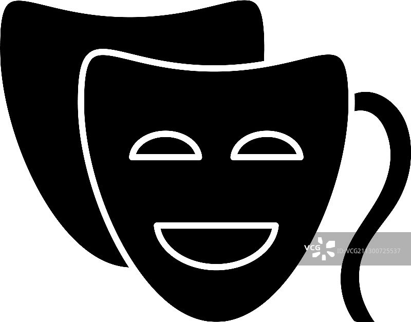 喜剧黑色字形图标：趣味电影图片素材