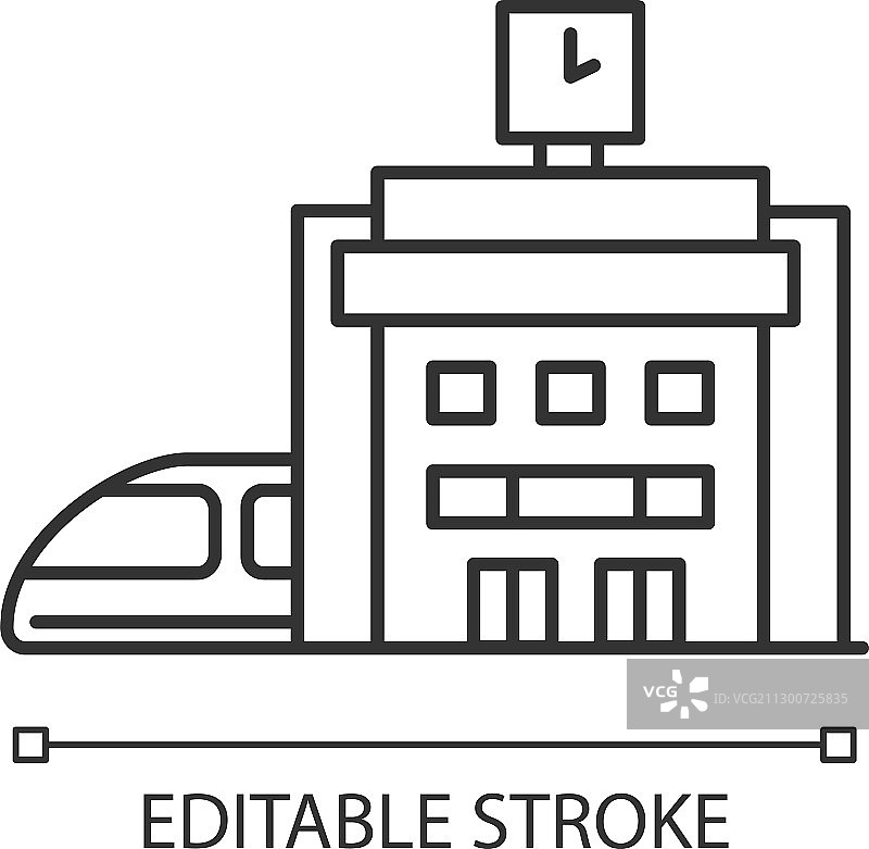 火车站像素完美线性图标图片素材