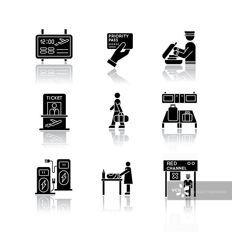 机场航站楼阴影黑色字形图标图片素材