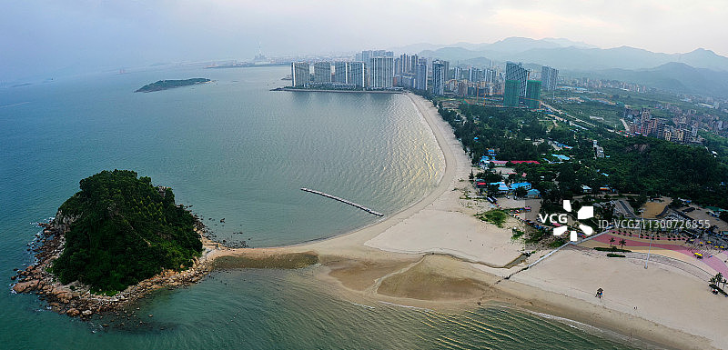 广东省惠州市惠阳区霞涌黄金海岸航拍全景图片素材
