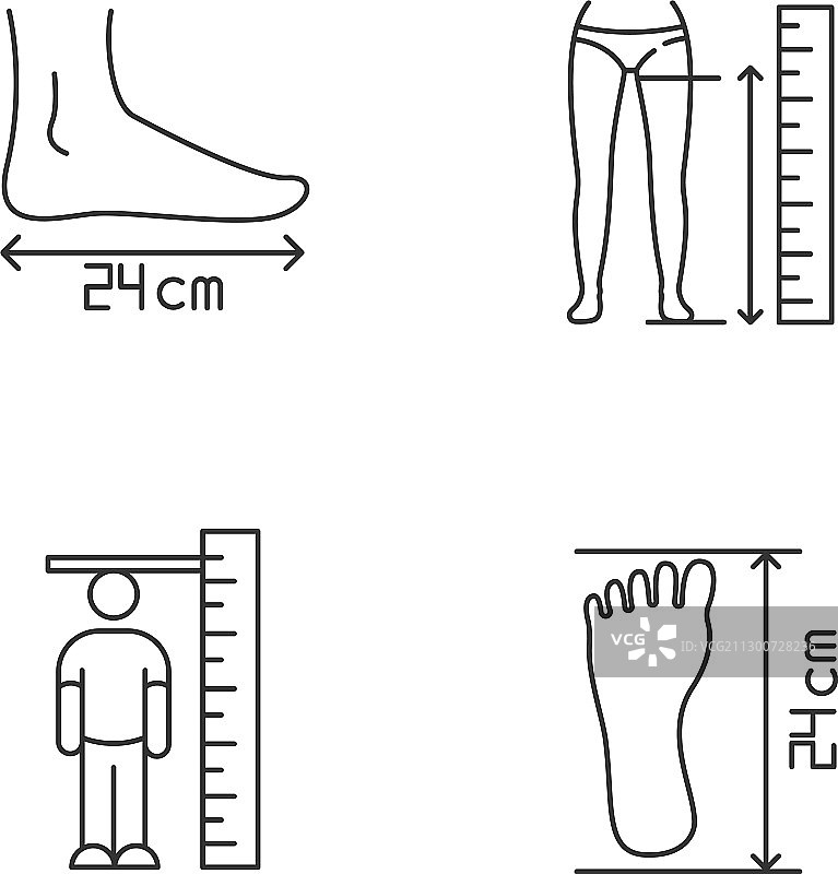 人体尺寸像素完美线性图标集图片素材
