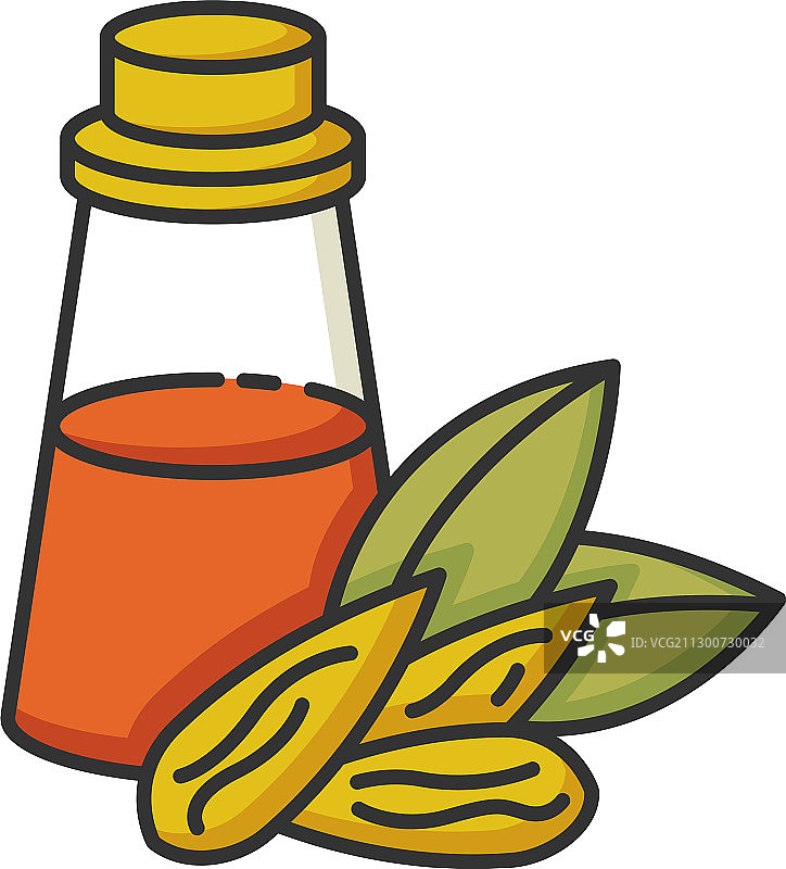 杏仁油RGB颜色图标：天然坚果提取物图片素材