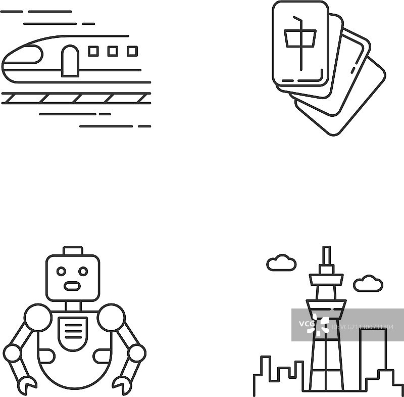 日本像素完美线性图标集亚洲子弹图片素材