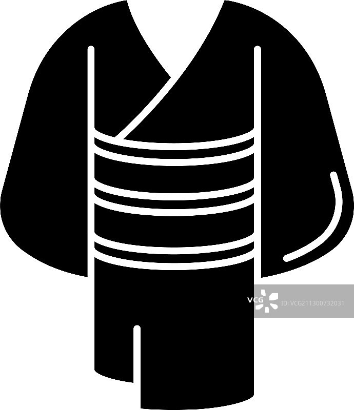和服黑色字形图标，日本传统图片素材