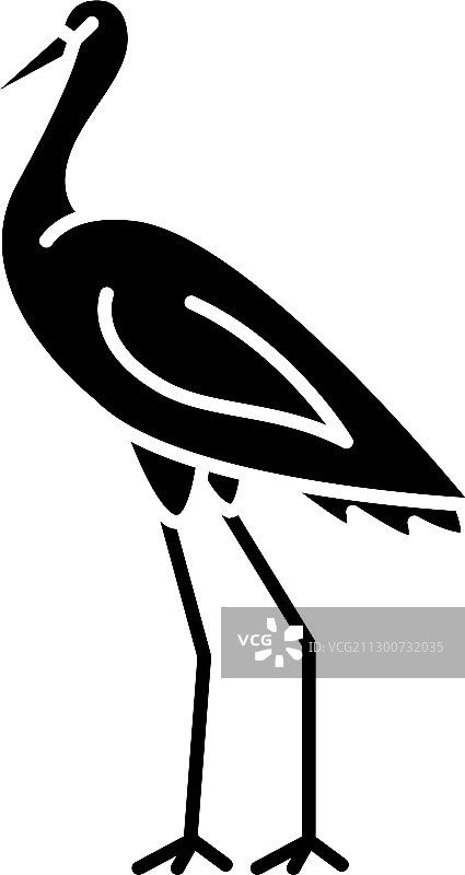 鹤鸟黑色标志，鹭站立图片素材