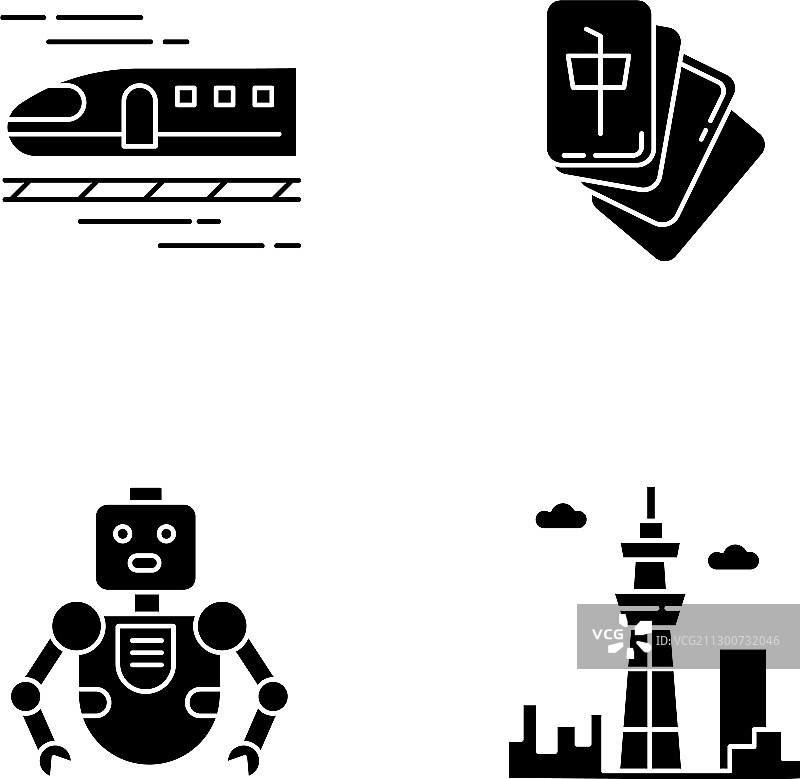 日本黑色字形图标集（亚洲主题）图片素材