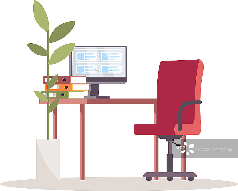 公司工作场所半扁平RGB颜色图片素材
