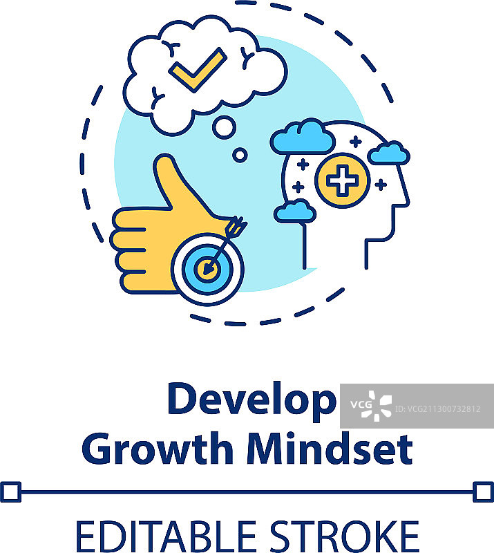 培养成长型思维模式概念图标图片素材