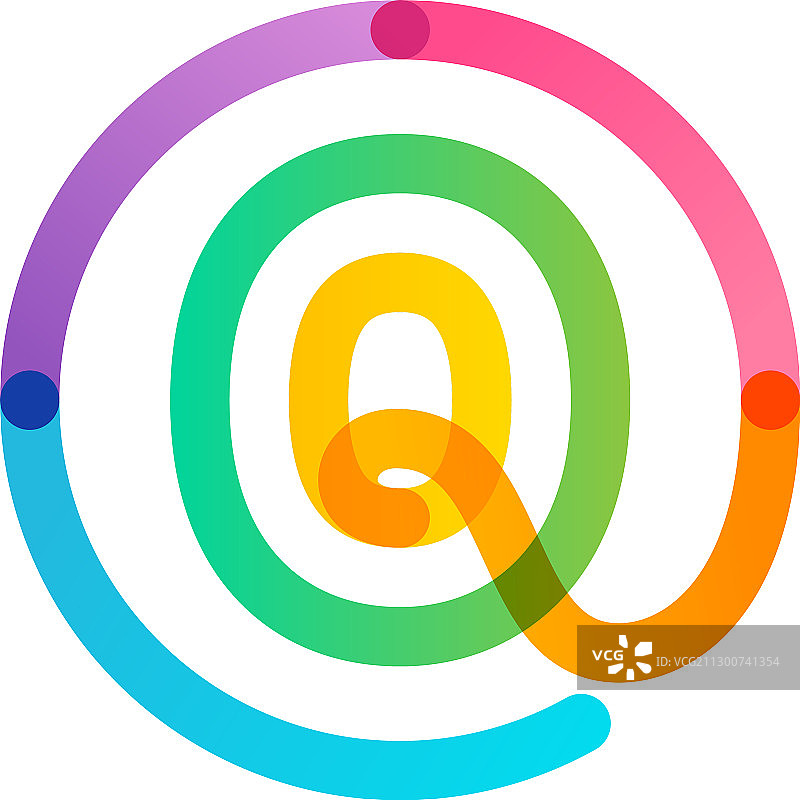 彩虹渐变圆形Q字母标志图片素材
