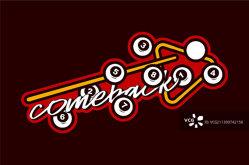 复古风格台球运动排版贴纸图片素材