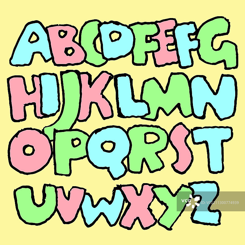 手绘卡通粗体儿童涂鸦字体图片素材