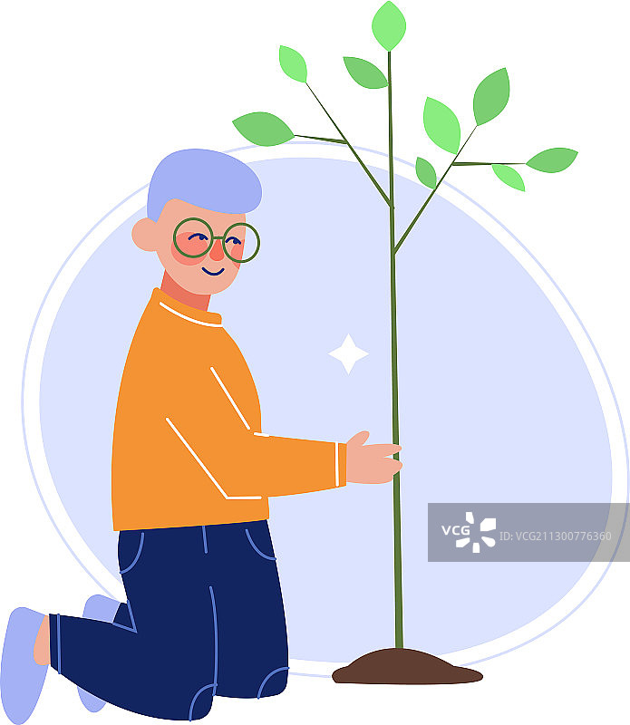 男孩植树，青少年志愿者图片素材