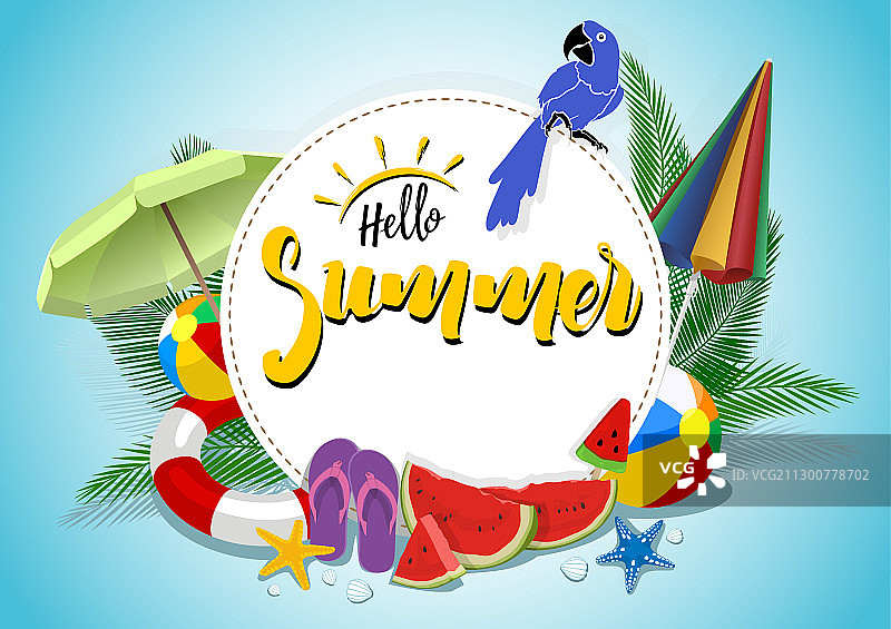 你好夏天banner设计图片素材