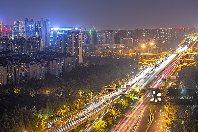 成都市南三环路桂溪立交-天府立交夜景图片素材