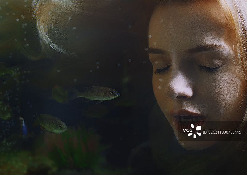 水下美人鱼，适合书籍封面图片素材