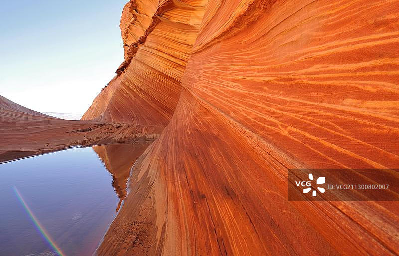 波浪砂岩岩层莱塞冈环纹细节，位于美国亚利桑那州朱红悬崖国家纪念碑的北郊狼丘地区图片素材