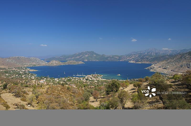 土耳其爱琴海沿岸的塞利米耶，马尔马里斯附近图片素材
