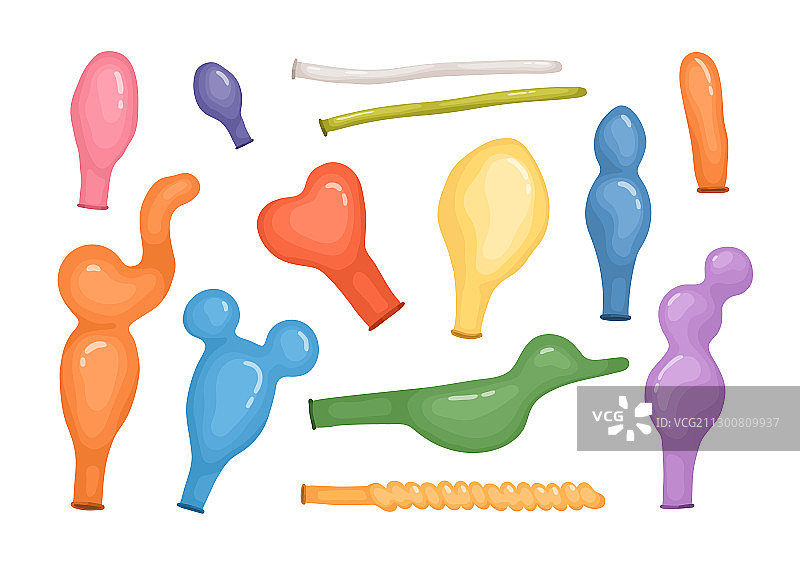 白色背景上的瘪气或空 balloons图片素材
