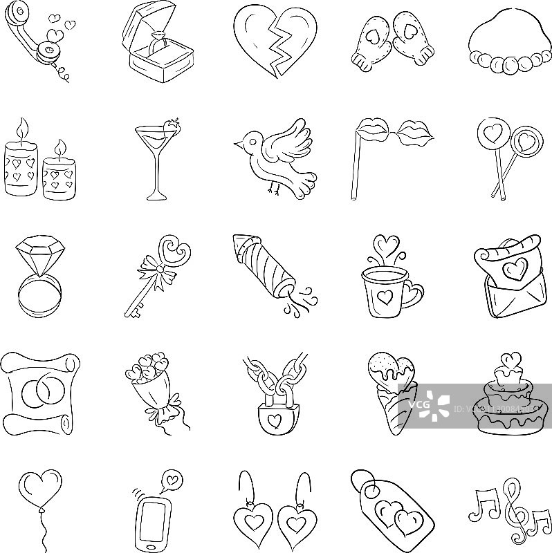 爱与浪漫涂鸦图标图片素材