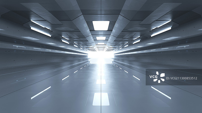 三维渲染的科幻实验室通道图片素材