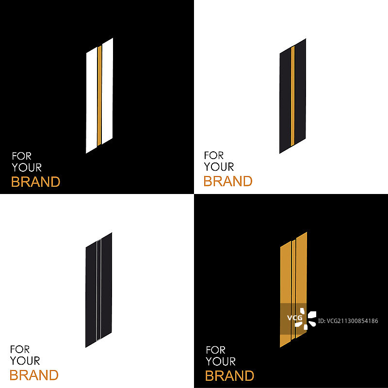 2.5D字母I黑白金色调图片素材