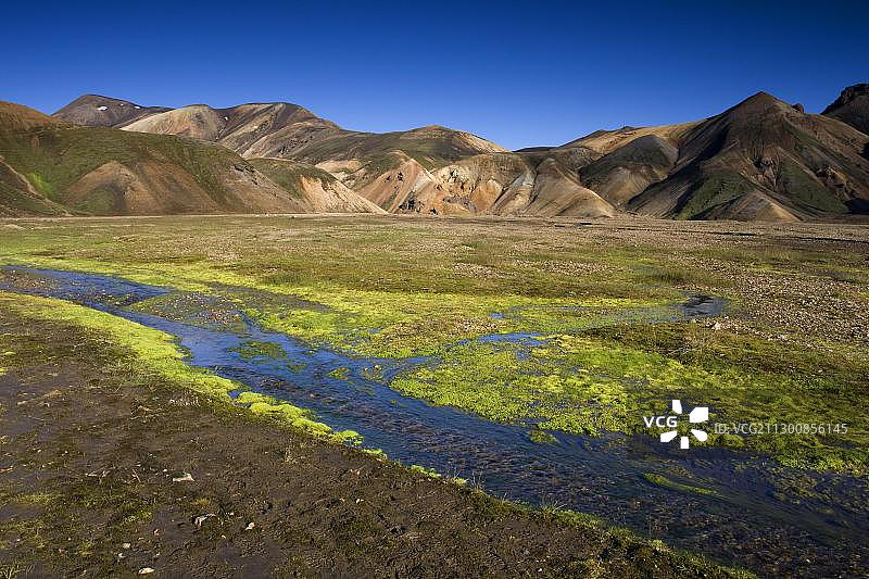 冰岛赫克拉火山附近Landmannalaugar地区的山脉，欧洲图片素材
