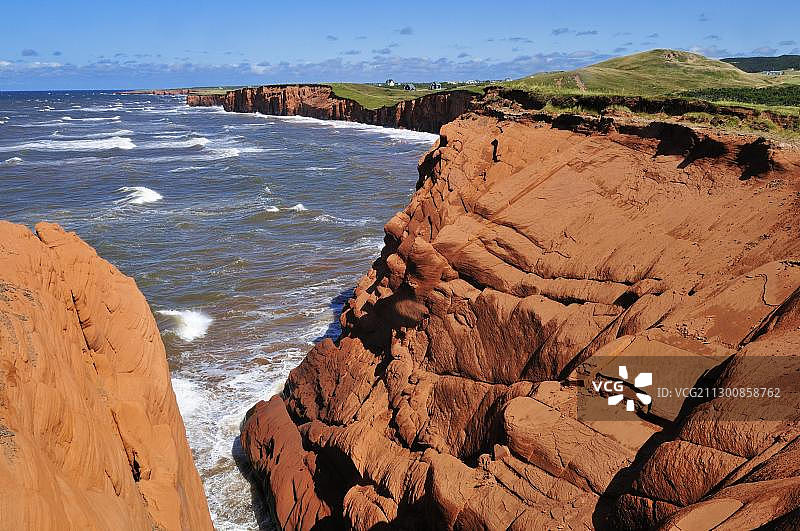 加拿大魁北克马格达伦群岛拉贝尔昂斯红色悬崖图片素材