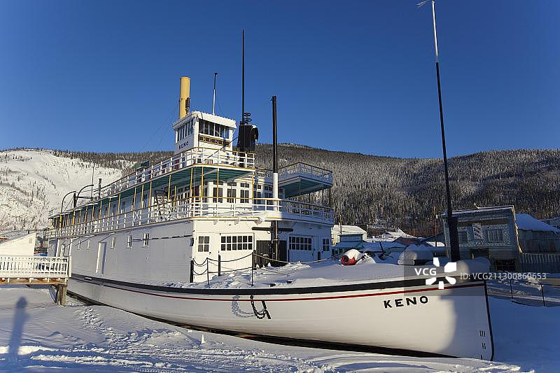 历史悠久的明轮船，基诺号蒸汽船，加拿大育空地区道森市，北美洲图片素材